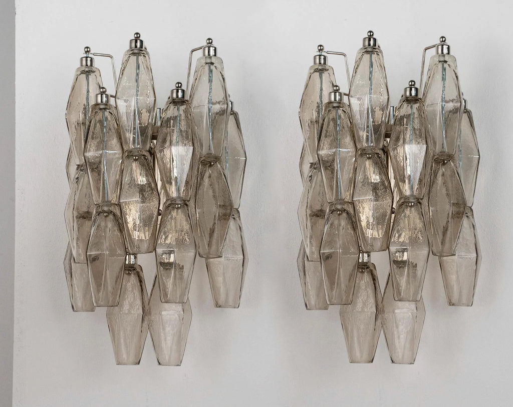 Vintage Murano Glass Wall Sconce: Smoky Poliedri - SoloCoseBelle