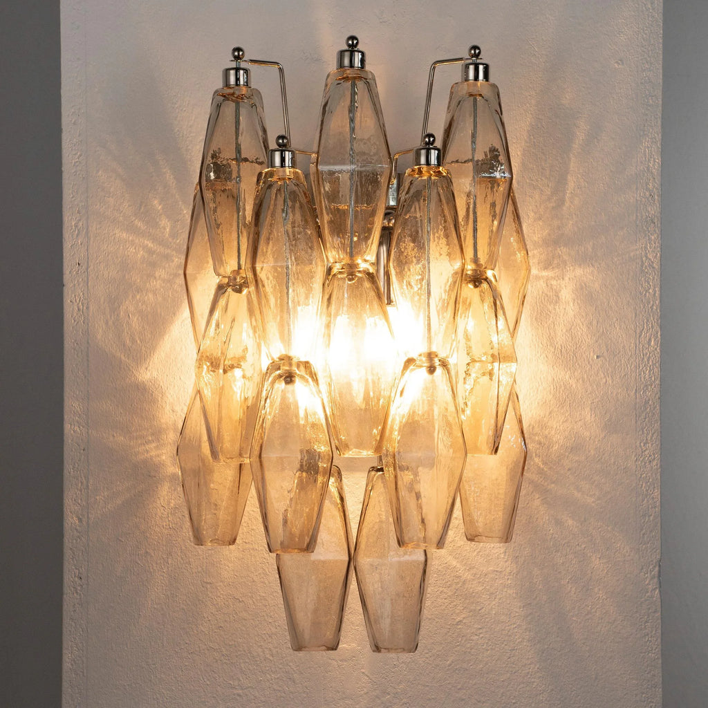 Vintage Murano Glass Wall Sconce: Smoky Poliedri - SoloCoseBelle