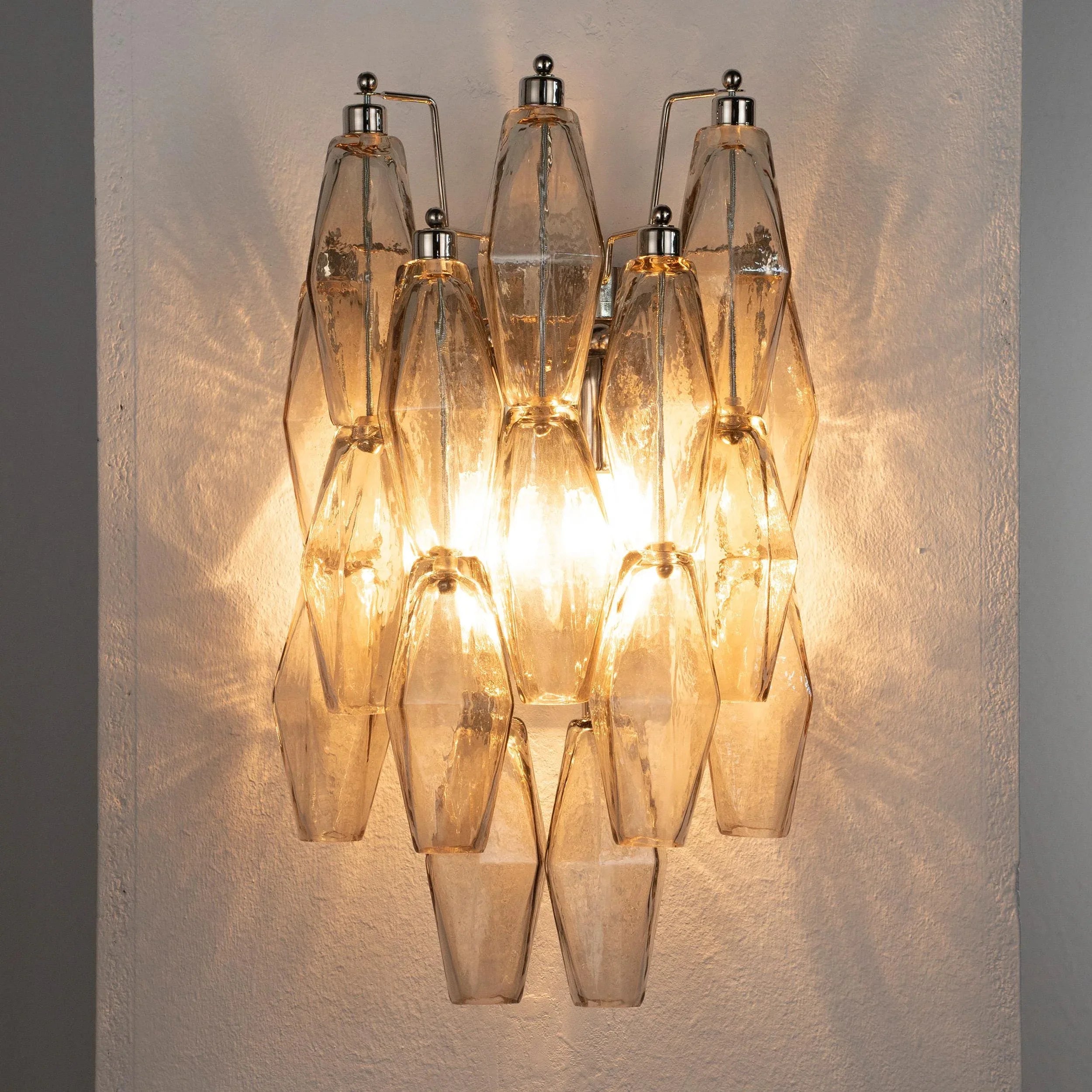 Vintage Murano Glass Wall Sconce: Smoky Poliedri - SoloCoseBelle