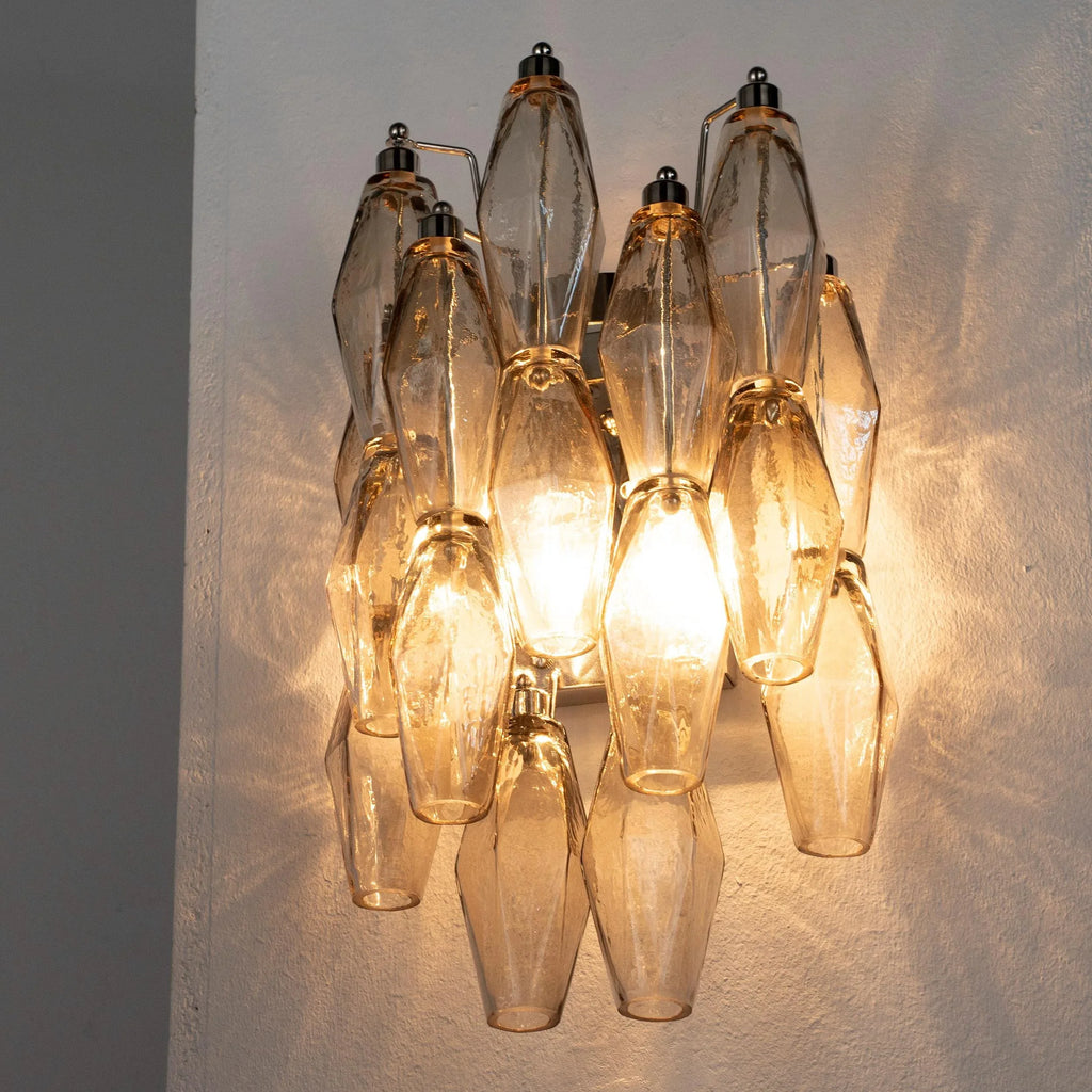 Vintage Murano Glass Wall Sconce: Smoky Poliedri - SoloCoseBelle