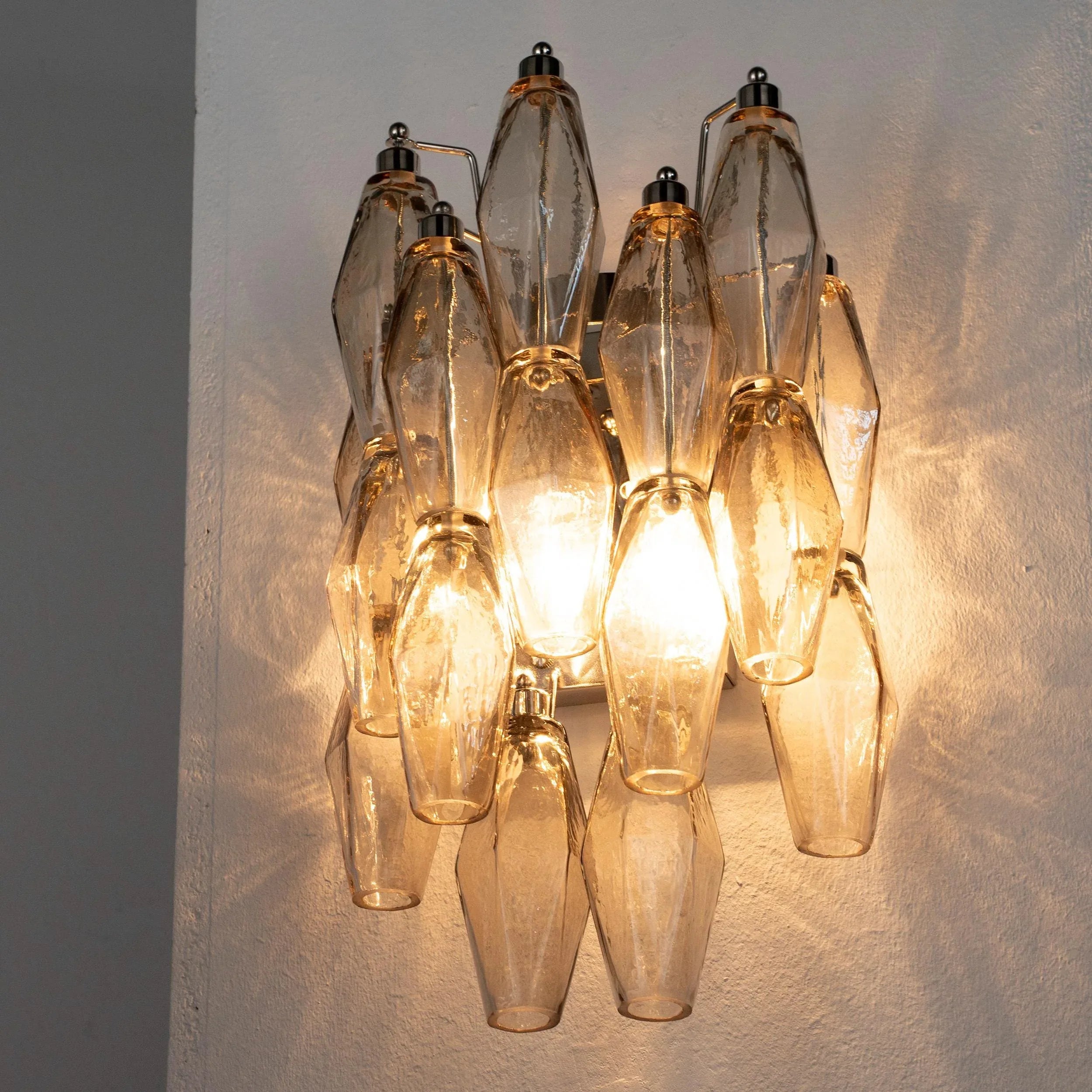 Vintage Murano Glass Wall Sconce: Smoky Poliedri - SoloCoseBelle