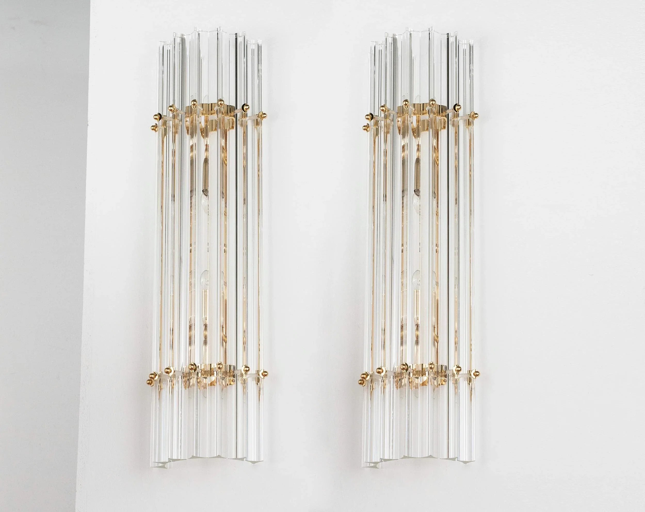 Pair of Wall sconce with triedri Murano Clear color Made in Italy - SoloCoseBelle