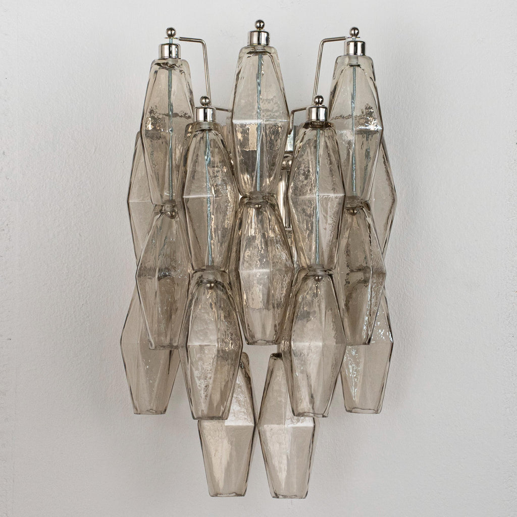 Vintage Murano Glass Wall Sconce: Smoky Poliedri - SoloCoseBelle