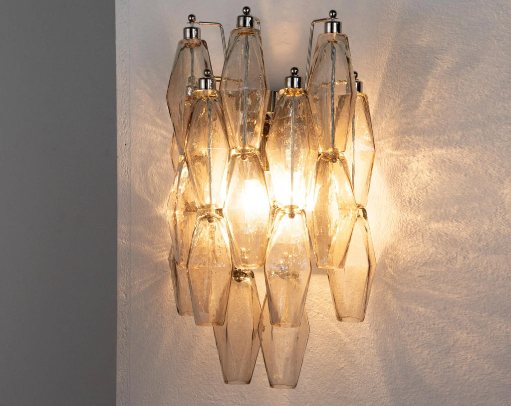 Vintage Murano Glass Wall Sconce: Smoky Poliedri - SoloCoseBelle