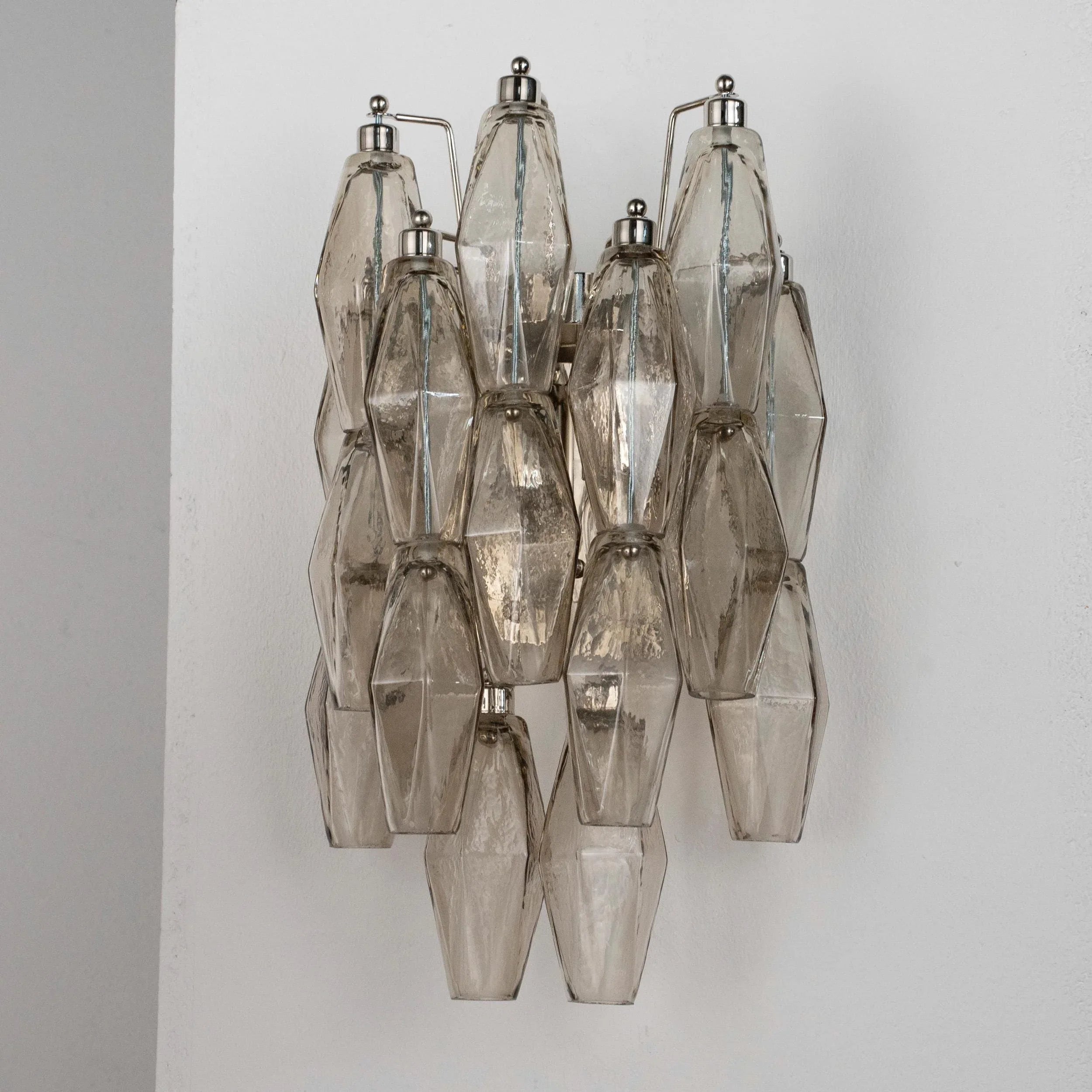 Vintage Murano Glass Wall Sconce: Smoky Poliedri - SoloCoseBelle