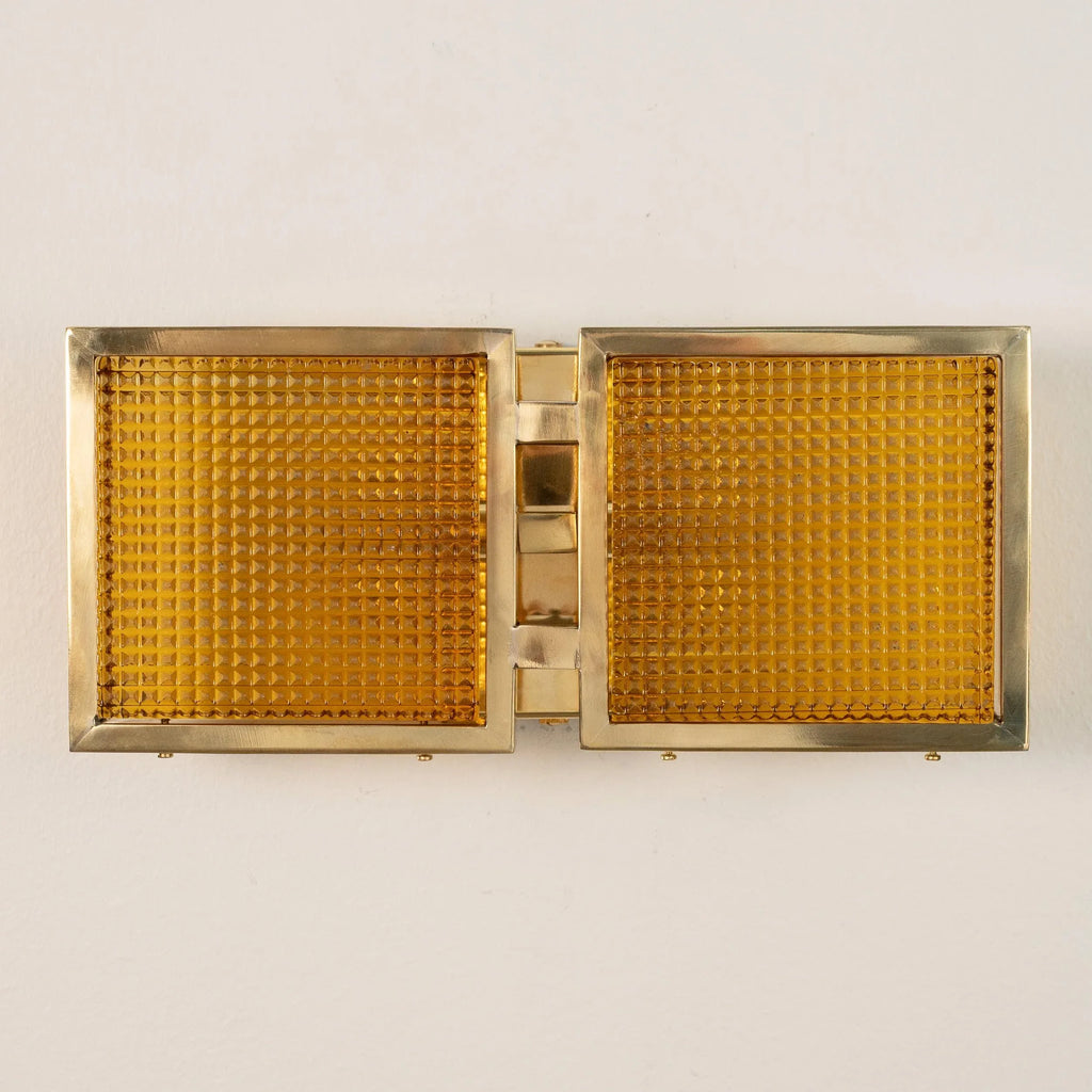 Wall sconce with Murano glass brick with brass frame - SoloCoseBelle