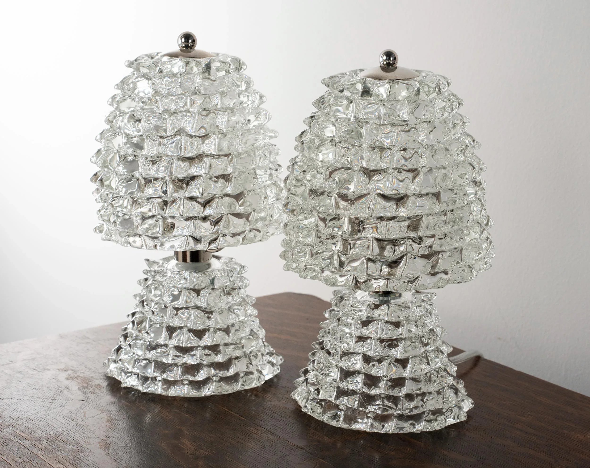 Pair of Rostrato Murano Glass Table Lamps, Made in Italy - SoloCoseBelle