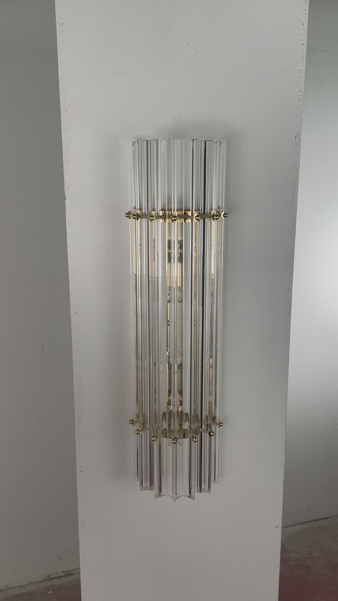 Pair of Wall sconce with triedri Murano Clear color Made in Italy