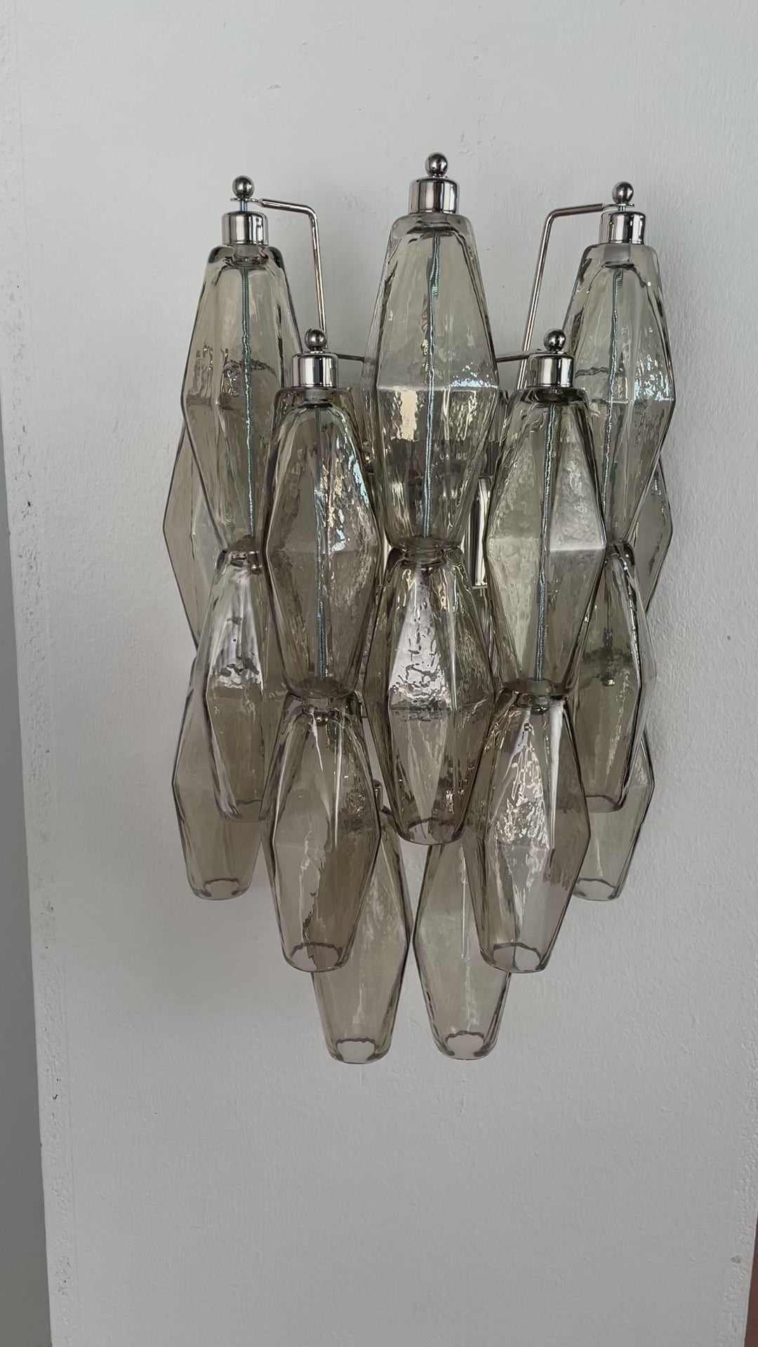 Vintage Murano Glass Wall Sconce: Smoky Poliedri