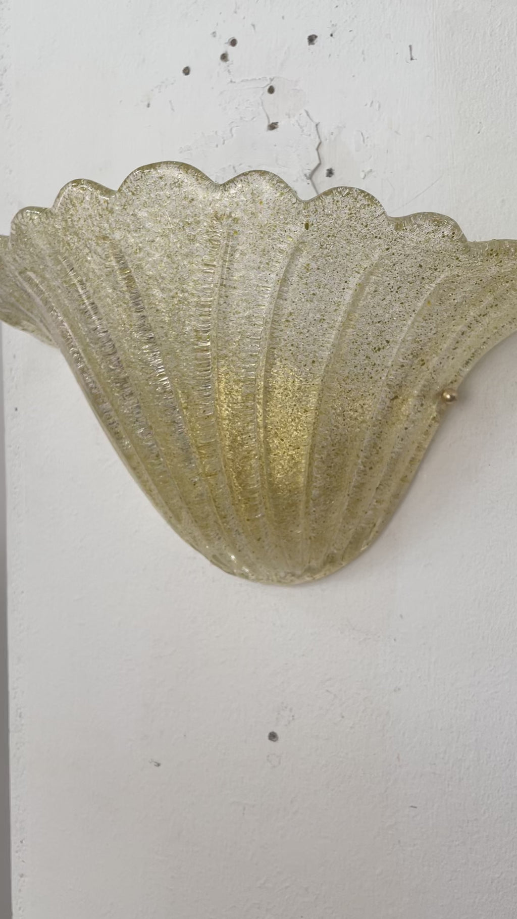 Pair of Elegant Goldish Murano glass wall sconce hand blown with grit