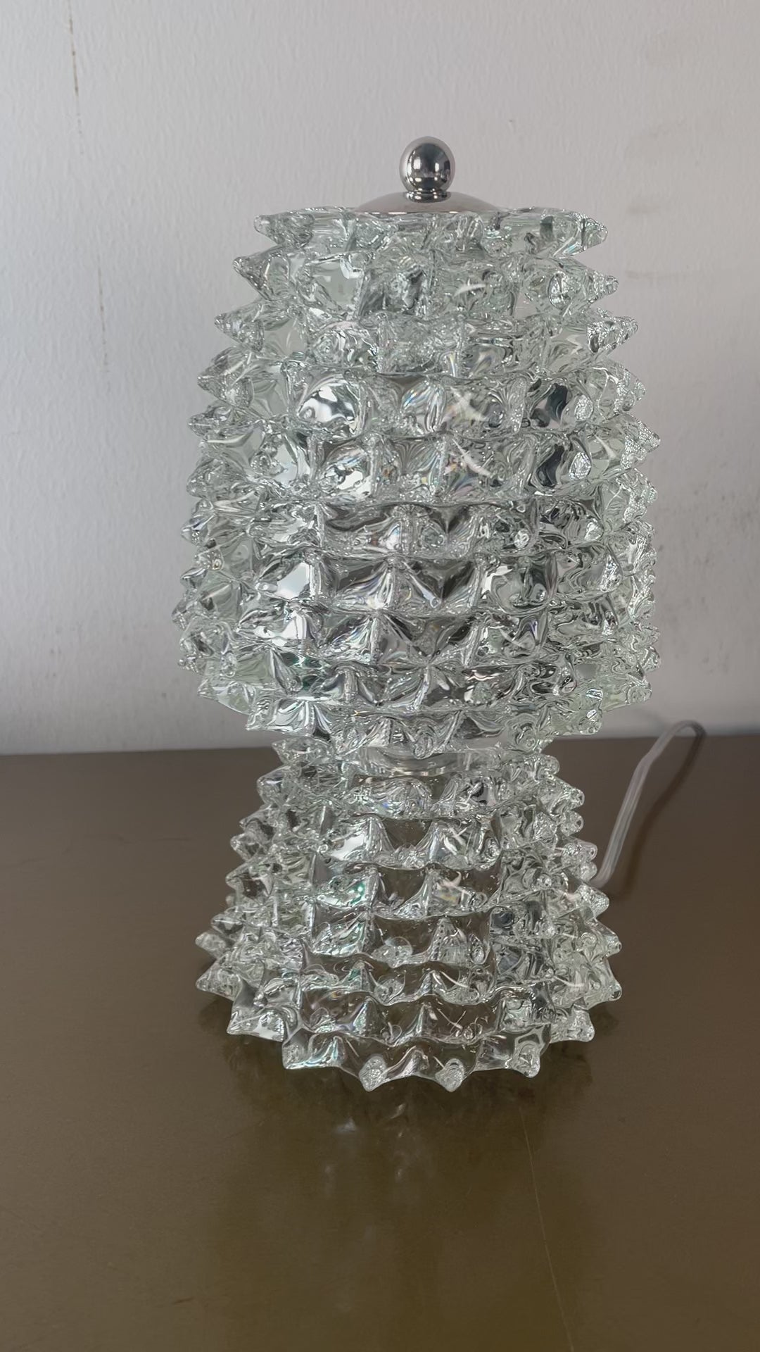 Pair of Rostrato Murano Glass Table Lamps, Made in Italy
