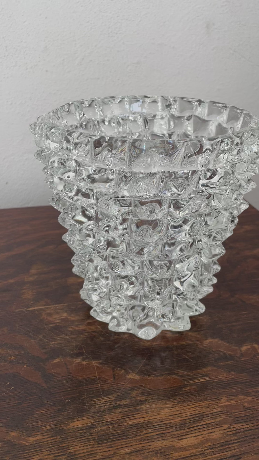 Original Rostrato vase in pure Clear Murano glass, Made in Italy