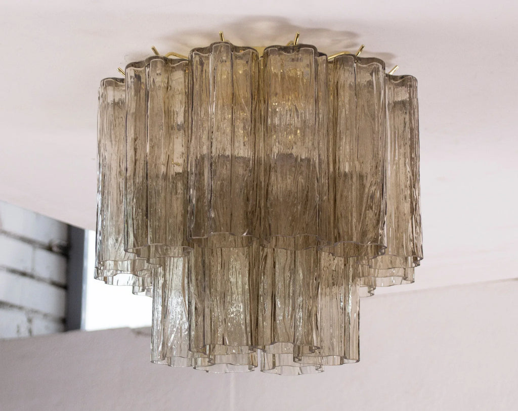 Tronchi Murano glass ceiling light with layered glass tubes