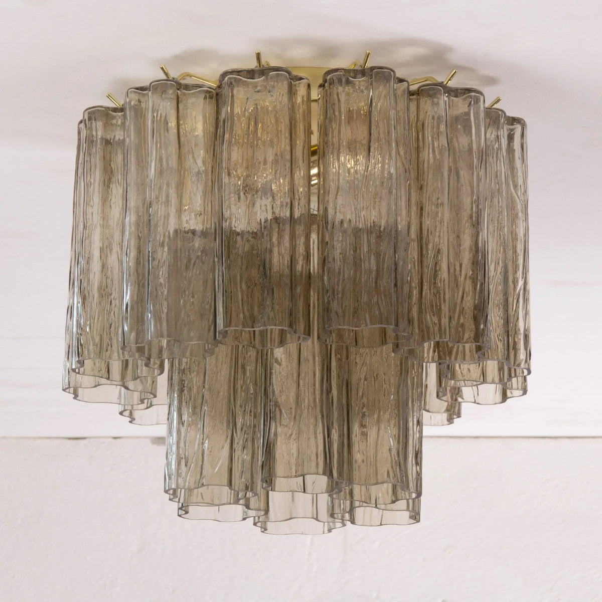 Tronchi Murano glass ceiling light with layered tubes, front view