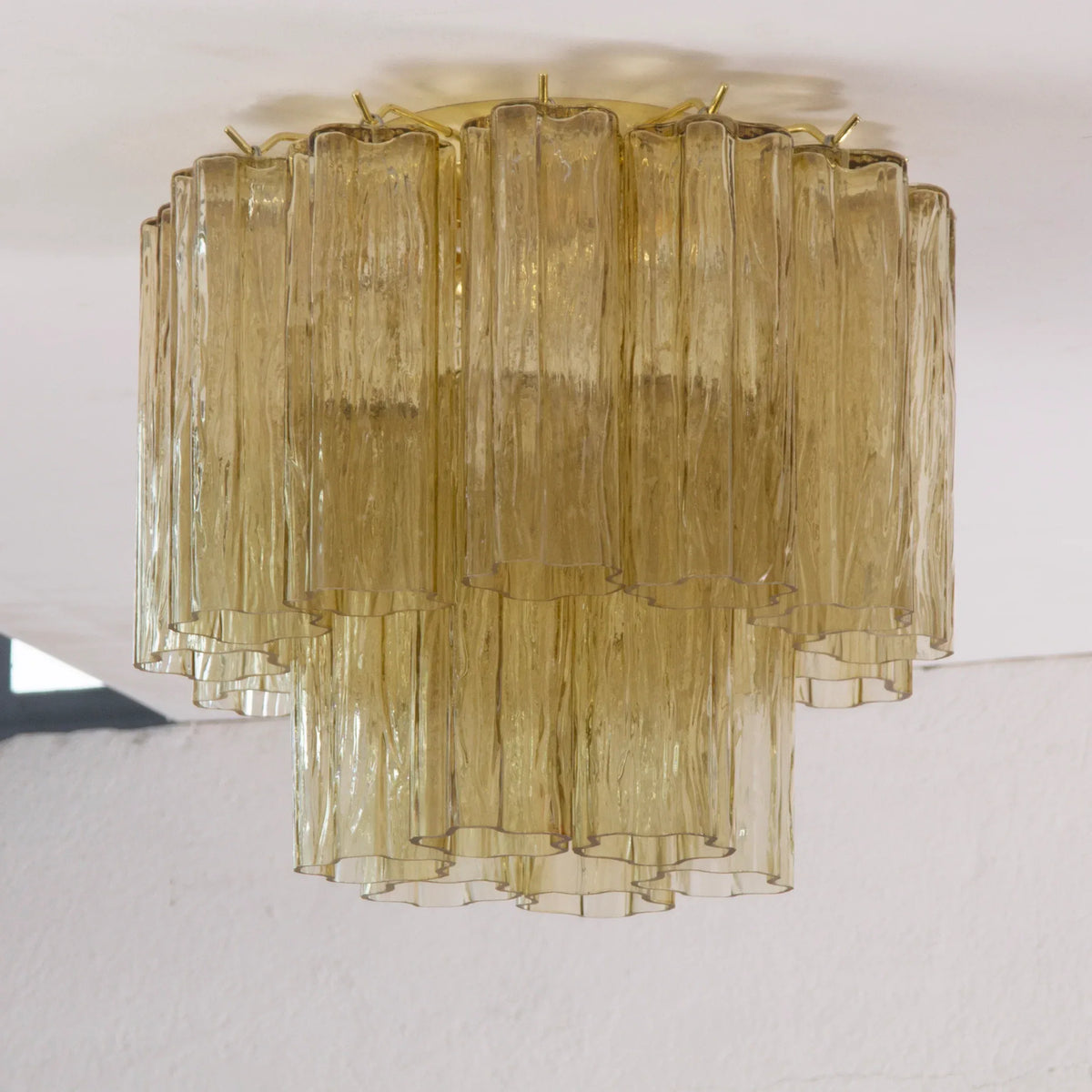 Tronchi Murano glass ceiling light in pale yellow